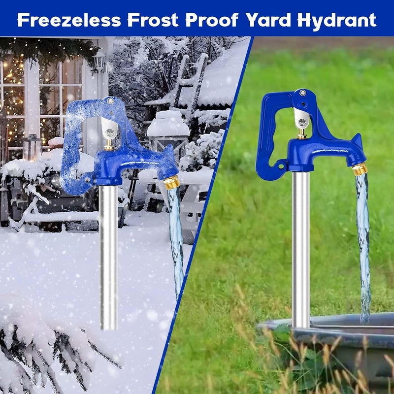 FODACEL 3.25FT Frost Proof Yard Hydrant,Freezeless Frost Free Outdoor Water Hydrant,3/4" Pipe Connection,Total Length 3.25ft,12’’Bury Depth,for Yard, Garden, Pasture Irrigation,Reliable Water Supply - Image 2